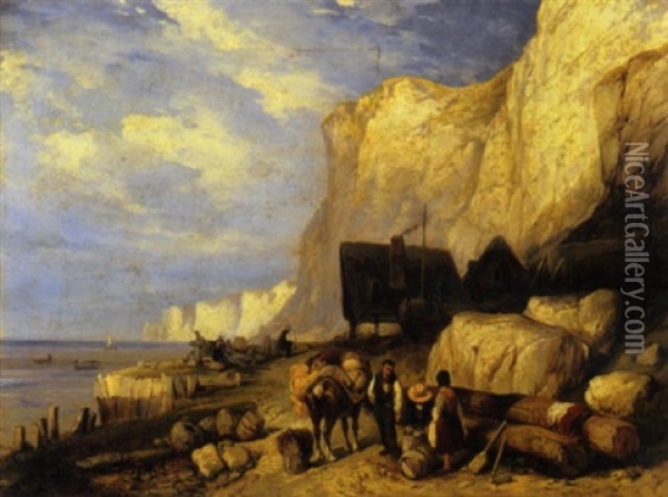 Vita Costiera A Dover, 1844 Oil Painting - Consalvo Carelli
