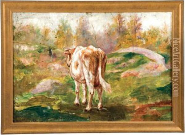 Portrait Of A Cow Oil Painting - Thomas Corwin Lindsay