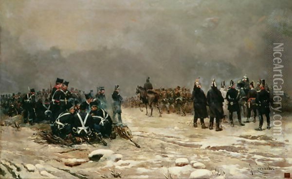The Battle of Arlabon Oil Painting - Josep Cusachs y Cusachs