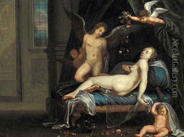 Cupid and Psyche Oil Painting - Abraham Bloemaert