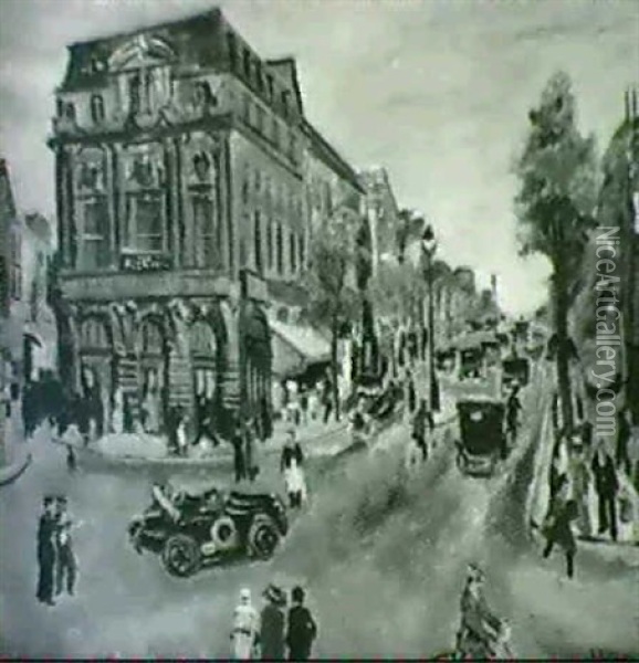 Paris, Les Boulevards Oil Painting - Lucien Adrion