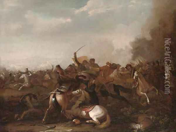 A cavalry skirmish 3 Oil Painting - Jacques Courtois