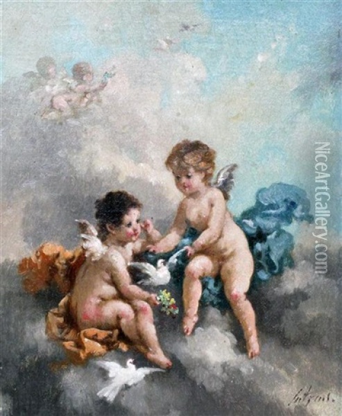 Amorini (pair) Oil Painting - Charles Augustus Henry Lutyens