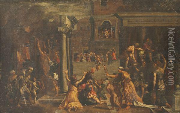 L'incendie De Borgo Oil Painting - Raphael (Raffaello Sanzio of Urbino)