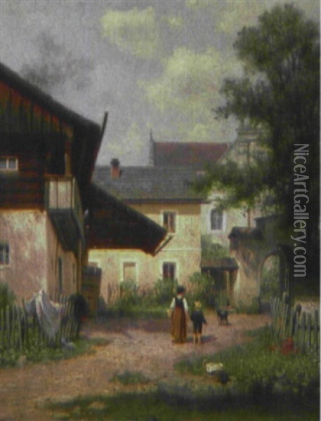 Freirichterhofin Leuthen Oil Painting - Arnold Meermann