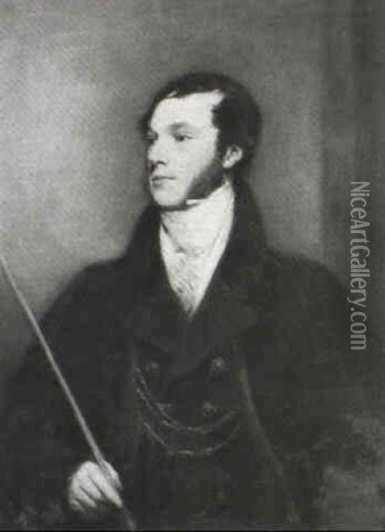 Portrait Of Sir Charles Abney-hastings Bart, As High        Sherrif Of Derbyshire Standing Half Length Oil Painting - John Jackson