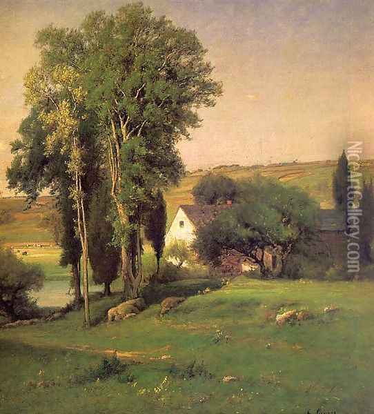 Old Homestead (detail) 1877 Oil Painting - George Inness