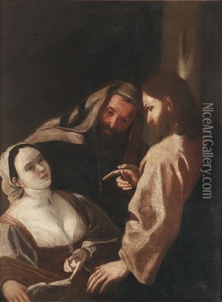 Christus Und Die Ehebrecherin Oil Painting - Mattia Preti