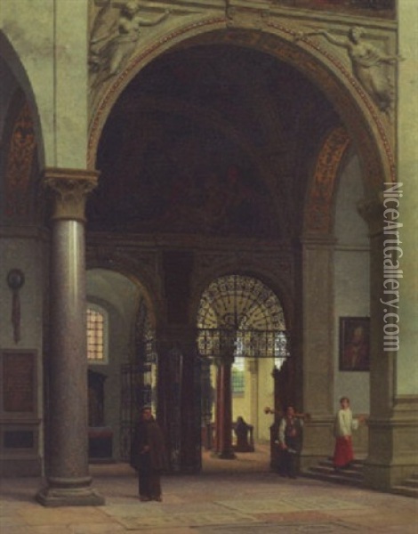 Kirkeinterior Fra Santa Maria Della Gracia I Milano Oil Painting - Heinrich Hansen