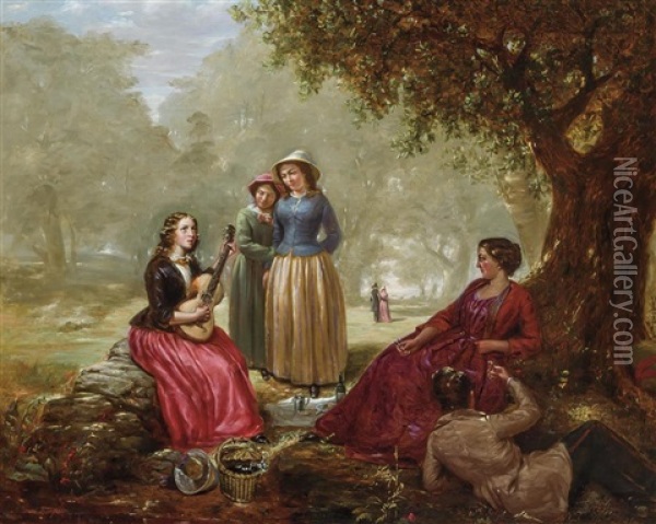 Scene In Windsor Park Oil Painting - Jerome B. Thompson