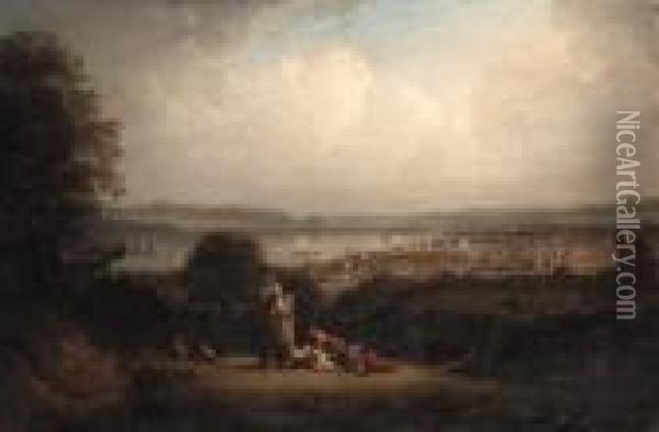 View Of Greenock, Scotland, And The Bay Of St. Lawrence Oil Painting - Robert Salmon
