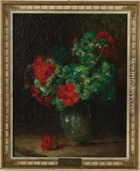 Still Life With Geraniums Oil Painting - Charles Porter