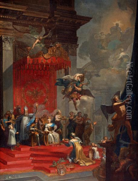 Holy Roman Empress Elisabeth Christina Oil Painting - Johann Georg Bohn