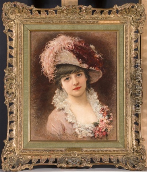 A Parisian Beauty Oil Painting - Emile Eisman-Semenowsky
