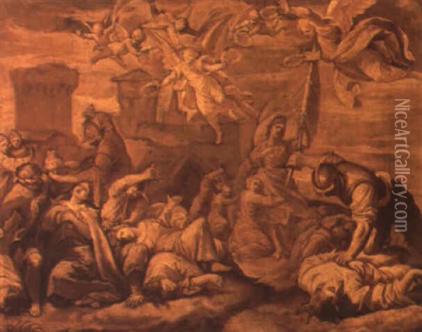 The Martyrdom Of St. Ursula Oil Painting - Lorenzo Pasinelli