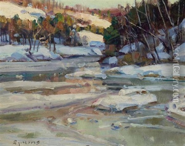 Snow On The Stream Oil Painting - George Gardner Symons