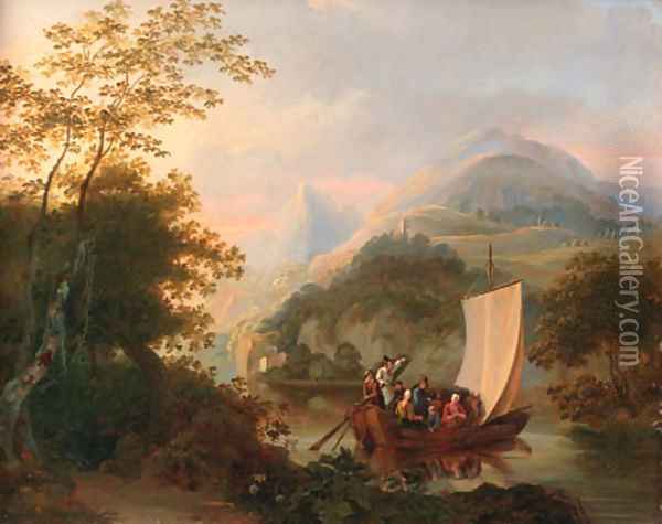 The ferry Oil Painting - Johannes Rost