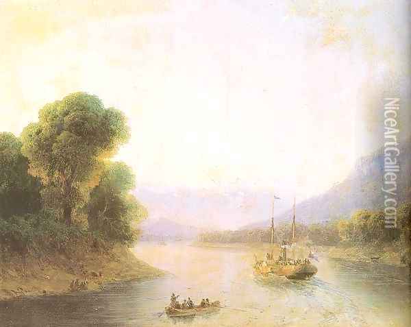 River Rioni Georgia Oil Painting - Ivan Konstantinovich Aivazovsky