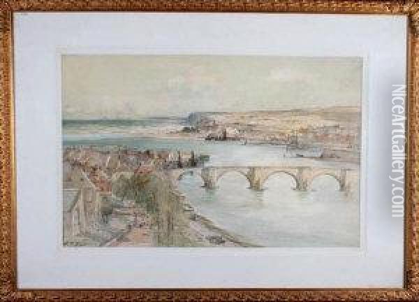 Berwick Upon Tweed - A View Towards The Sea Oil Painting - Thomas Swift Hutton