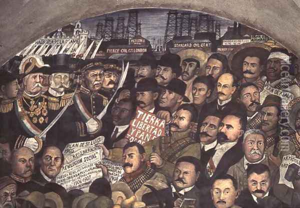History of Mexico from the Conquest to 1930, detail of a mural from the cycle Epic of the Mexican People, 1929-31 Oil Painting - Diego Rivera
