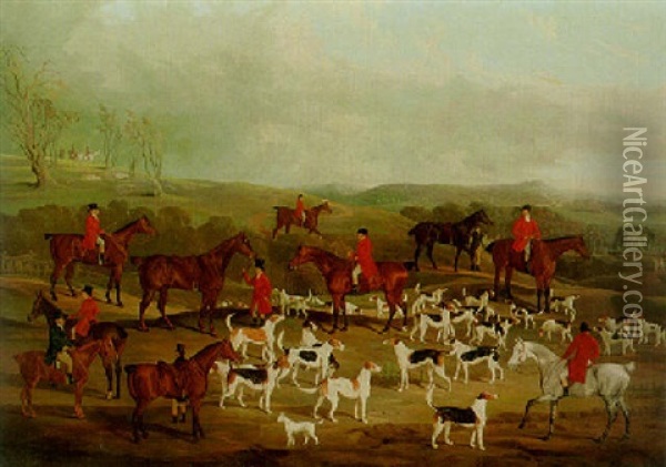 The Hon. Edward Petre With The Badsworth Hunt, Country Durham Oil Painting - David (of York) Dalby