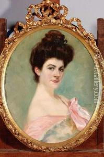 Portrait D'elegante, Circa 1906 Oil Painting - Pierra Ribera