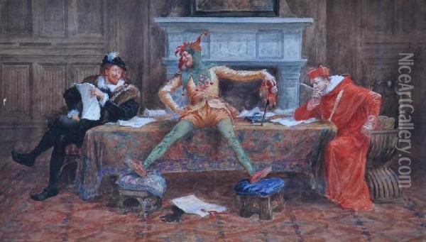 Cardinal, 
Jester And Gentleman Oil Painting - Gordon Frederick Browne