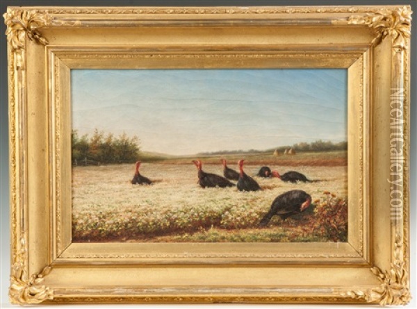 Field With Turkeys Oil Painting - Newbold Hough Trotter