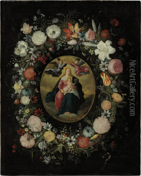 The Virgin And Child With Angels Oil Painting - Jan Brueghel the Younger
