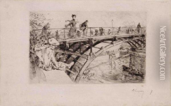 Le Pont Des Arts Oil Painting - Auguste Lepere