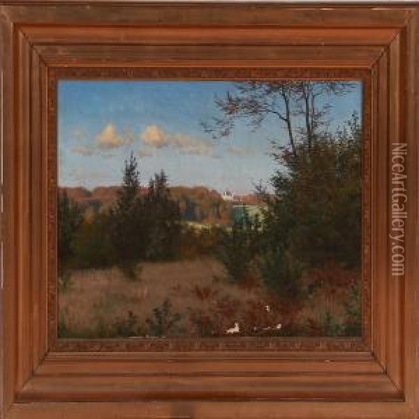 Autumn Landscape Near Fredensborg, Denmark Oil Painting - Ludvig Kabell