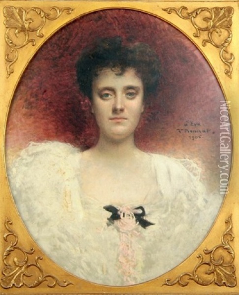 Portrait De Femme Oil Painting - Leon Bonnat