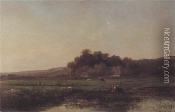 Cows In Pasture Oil Painting - Jules Charles Rozier