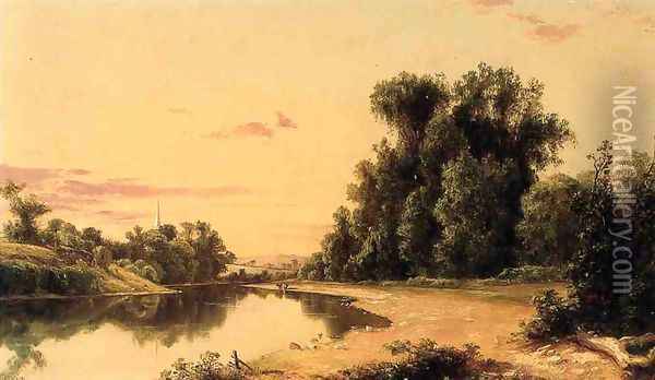 Esopus River Landscape, Hurley, New York Oil Painting - David Johnson
