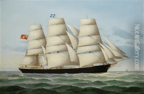 Portrait Of The Ship Joseph Under Full Sail Oil Painting - Peter Christian Holm
