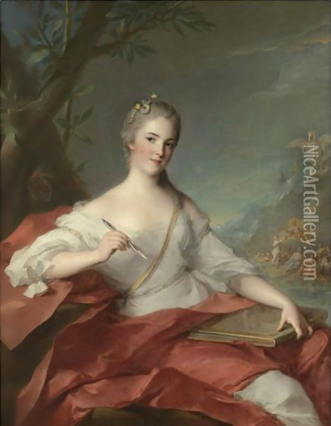 Portrait Of Marie-Genevieve Boudrey, Represented As A Muse Oil Painting - Jean-Marc Nattier