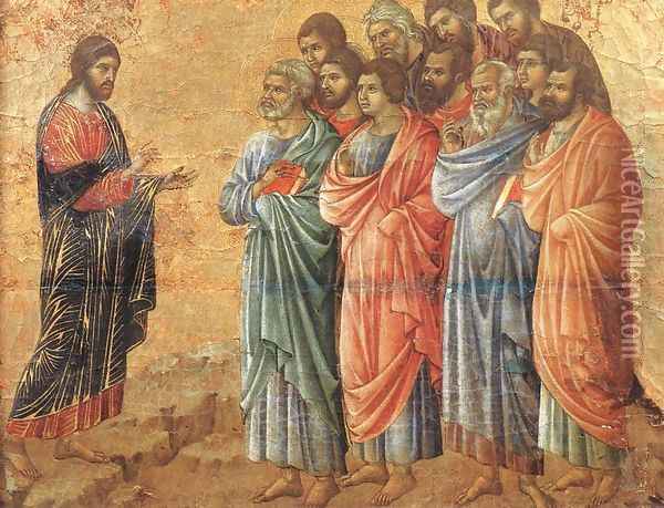 Appearence on the Mountain in Galilee 1308-11 Oil Painting - Duccio Di Buoninsegna