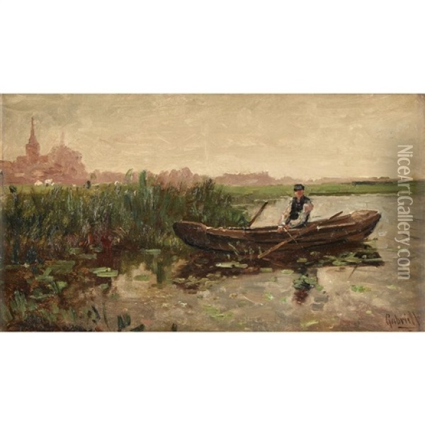 Fisherman In The Polder Oil Painting - Paul Joseph Constantin Gabriel