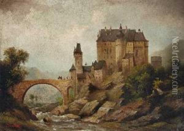 Burganlage Mitsteinbrucke Oil Painting - C. Schwedes