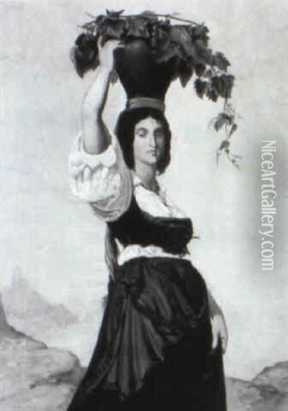 Portrait Einer Jungen Frau Aus Den Albaner Bergen Oil Painting - Ferdinand Schubert