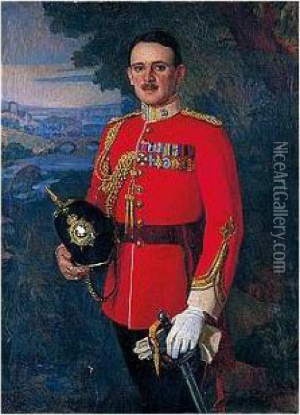 Portrait Of An English Guards Officer Oil Painting - Nikolai Petrovich Bogdanov-Belsky
