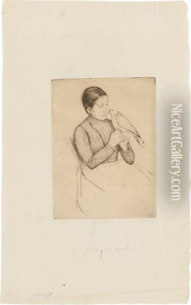 Femme Au Perroquet Oil Painting - Mary Cassatt