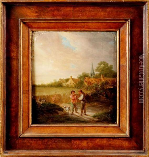 Samtalande Bonder Oil Painting - David The Younger Teniers
