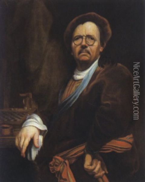 Selbstportrat Des Johann Kupetzky Oil Painting - Johann (Jan) Kupetzki