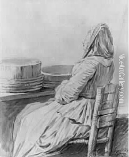 Femme Assise Devant Une Table Oil Painting - Francois-Bernard Lepicie