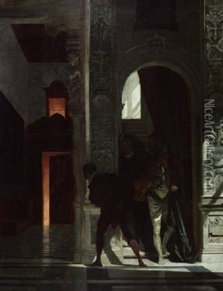 Im Mauritshuis Von Den Haag Zu Nachtlicher Stunde Oil Painting - Anselm Friedrich Feuerbach