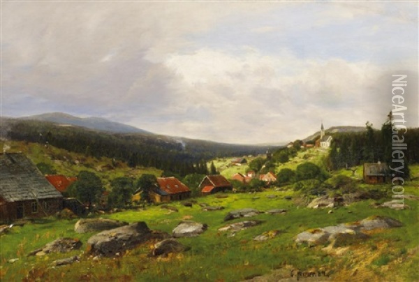 Dorflandschaft Im Harz(?) Oil Painting - Carl Irmer
