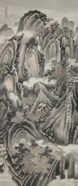 Secluded Ravines Imitating Wang Duo Oil Painting - Jin Cheng