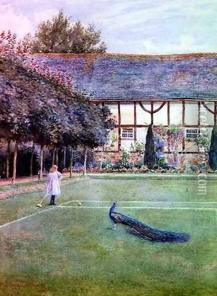 On the Croquet Lawn Oil Painting - Arthur L. Hewlett