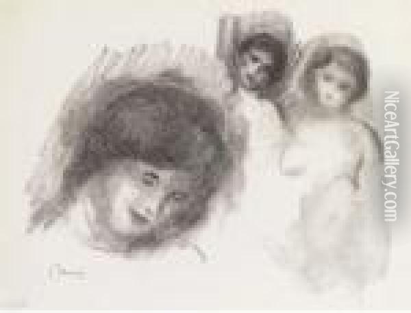 La Pierre Au Trois Croquis, From L'album Des Douze Lithographies Originales Oil Painting - Pierre Auguste Renoir
